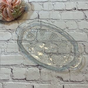 Glass Serving Dish w/ Grape Details